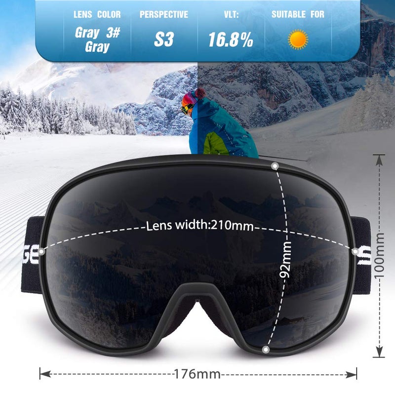 Snowledge Ski Goggles for Men Women with 100% UV Protection Anti-Fog Dual Lens, skiing Snowboarding Snowmobile Goggles - Image 4